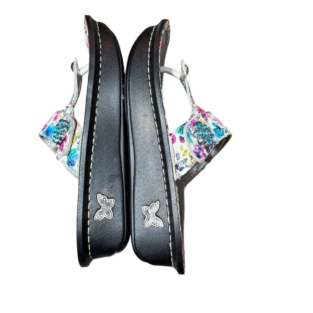 Alegria Carina Perennial Crackle Floral Leather Sandals Adjustable Sz 36 Comfort - Picture 6 of 10